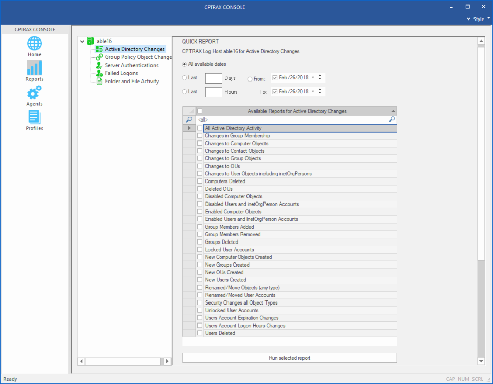 screenshot of CPTRAX for Windows